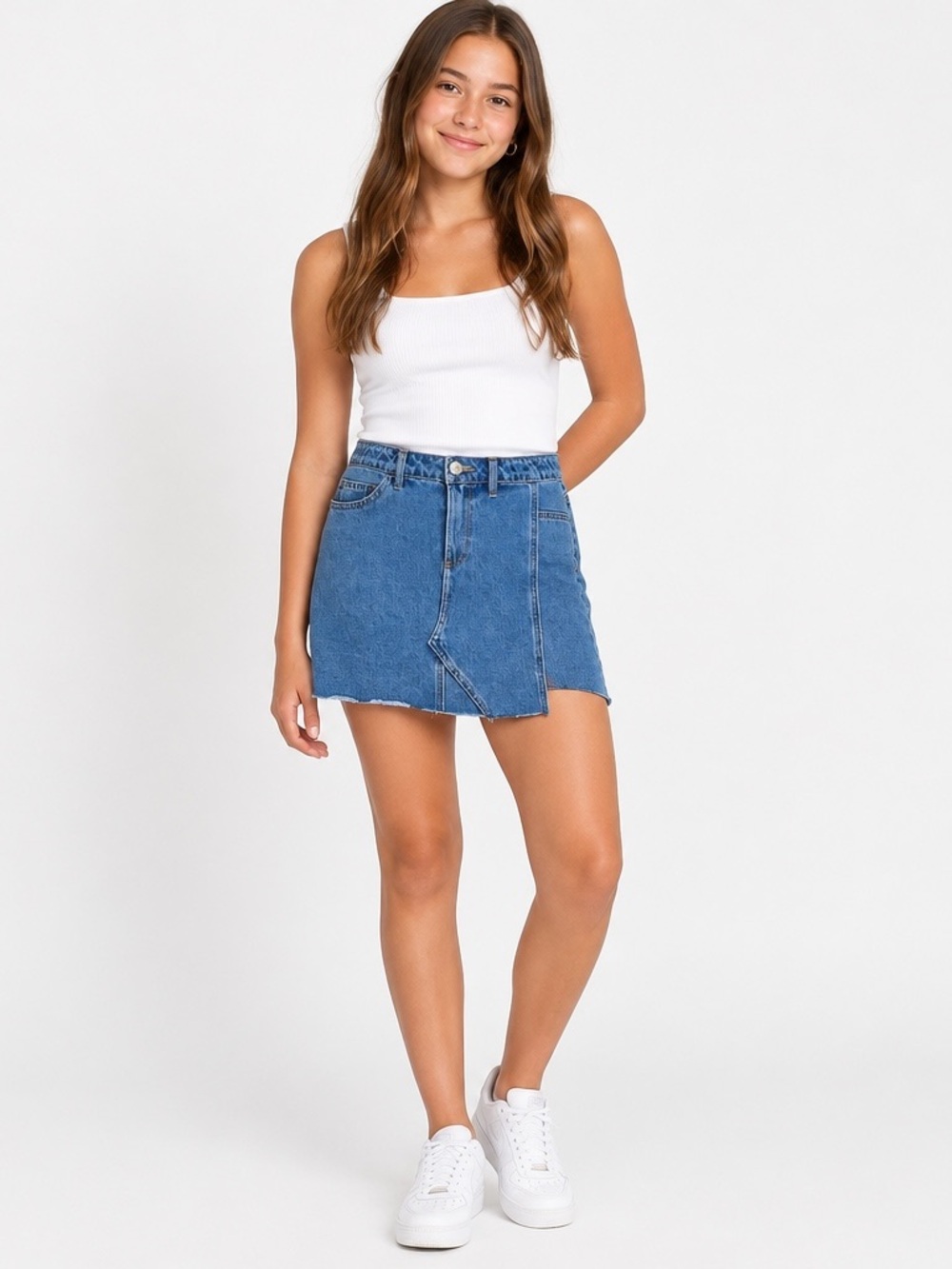 Forever 21 | Kid’s denim skirt raw hem blue jean skirt size 13/14